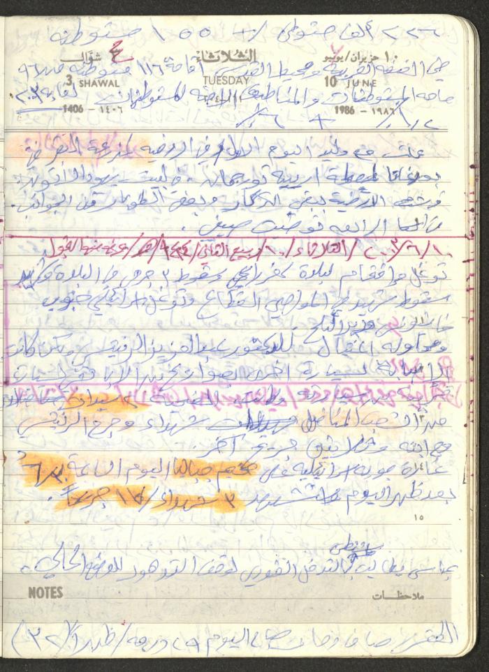 Mahmoud Khreisheh Diaries, Thinnaba- Tulkarm, 1986
