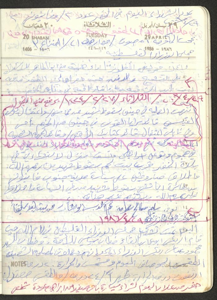 Mahmoud Khreisheh Diaries, Thinnaba- Tulkarm, 1986