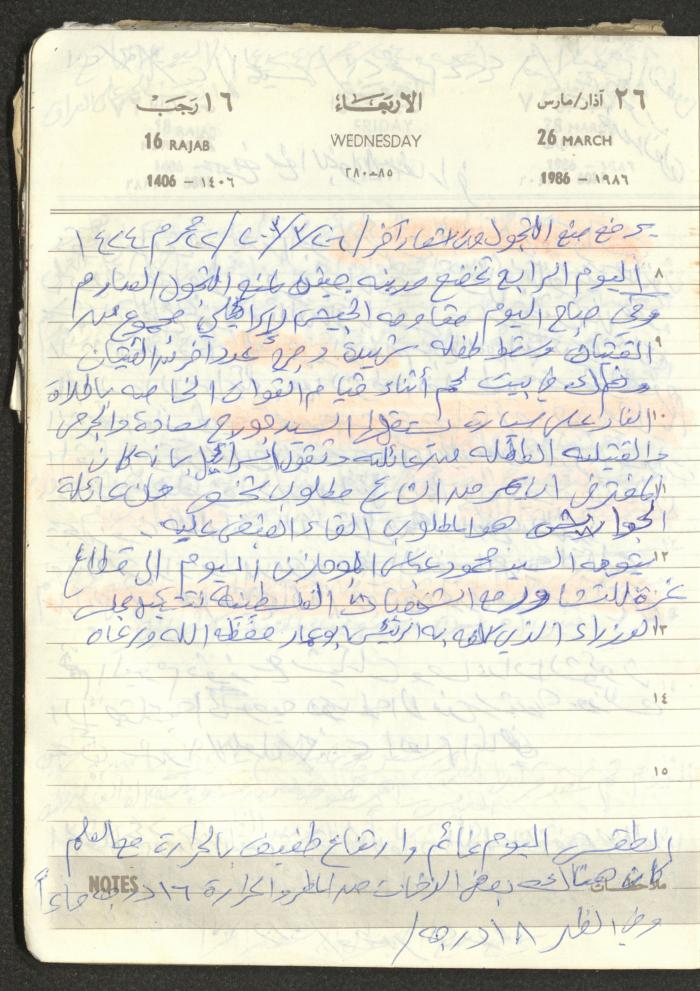 Mahmoud Khreisheh Diaries, Thinnaba- Tulkarm, 1986