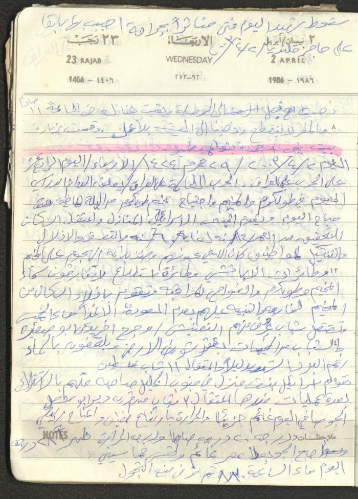 Mahmoud Khreisheh Diaries, Thinnaba- Tulkarm, 1986