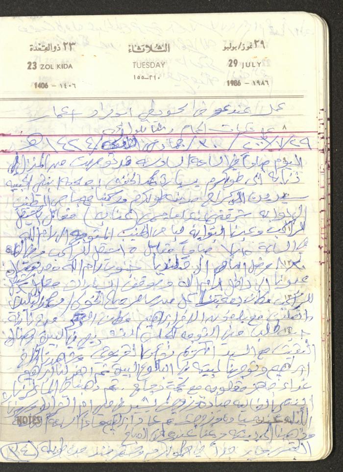 Mahmoud Khreisheh Diaries, Thinnaba- Tulkarm, 1986