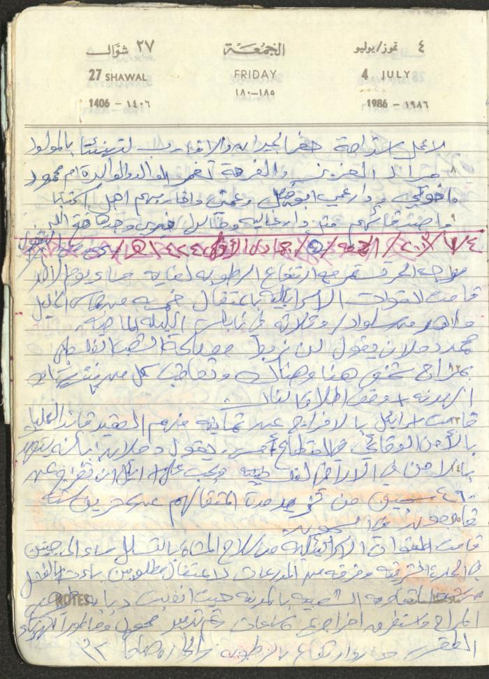 Mahmoud Khreisheh Diaries, Thinnaba- Tulkarm, 1986