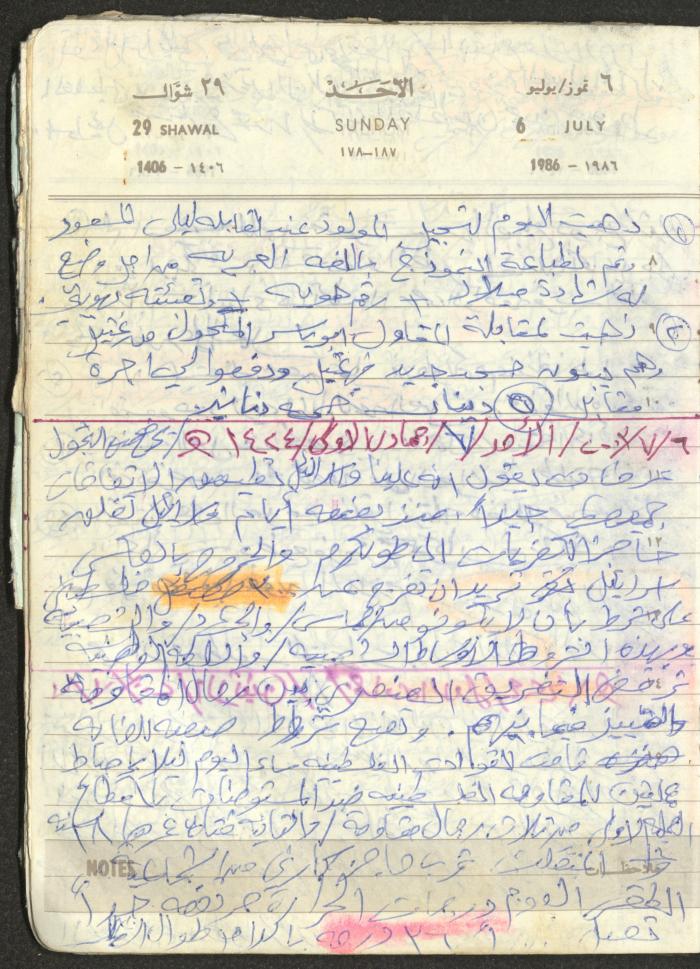 Mahmoud Khreisheh Diaries, Thinnaba- Tulkarm, 1986