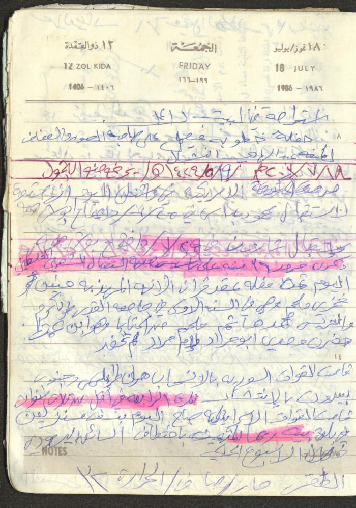 Mahmoud Khreisheh Diaries, Thinnaba- Tulkarm, 1986