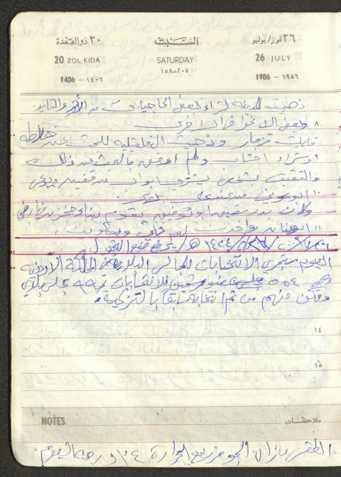 Mahmoud Khreisheh Diaries, Thinnaba- Tulkarm, 1986