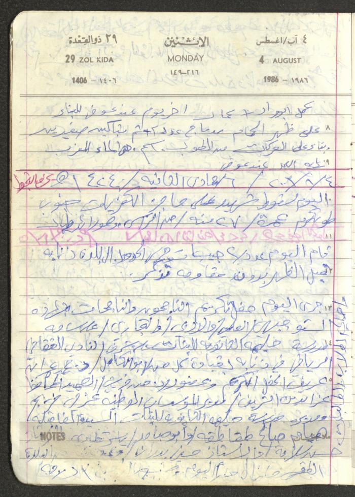 Mahmoud Khreisheh Diaries, Thinnaba- Tulkarm, 1986