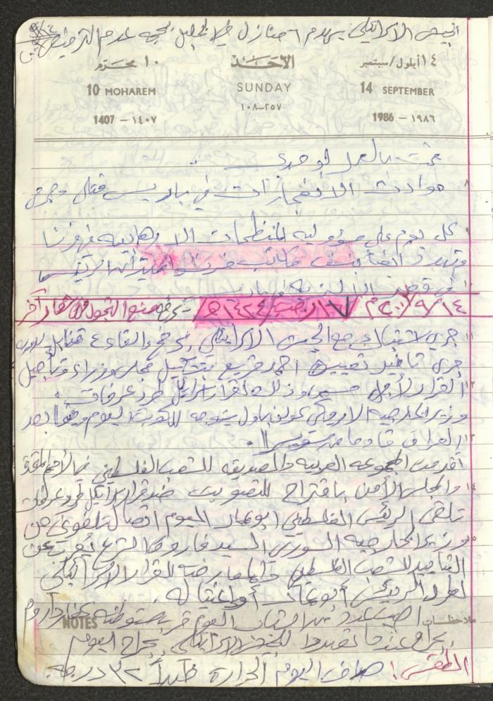 Mahmoud Khreisheh Diaries, Thinnaba- Tulkarm, 1986