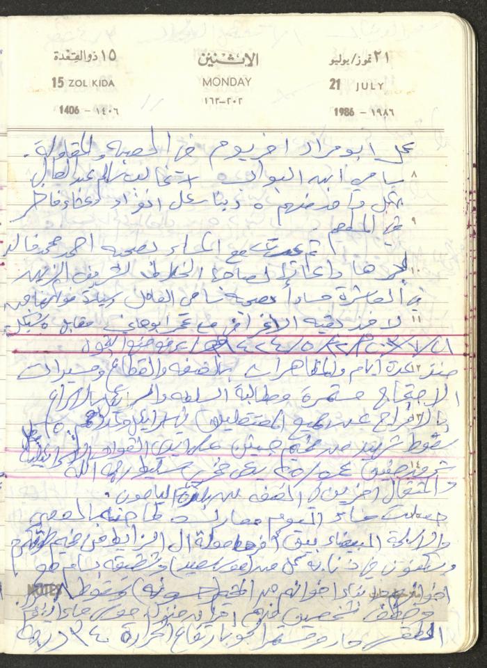 Mahmoud Khreisheh Diaries, Thinnaba- Tulkarm, 1986