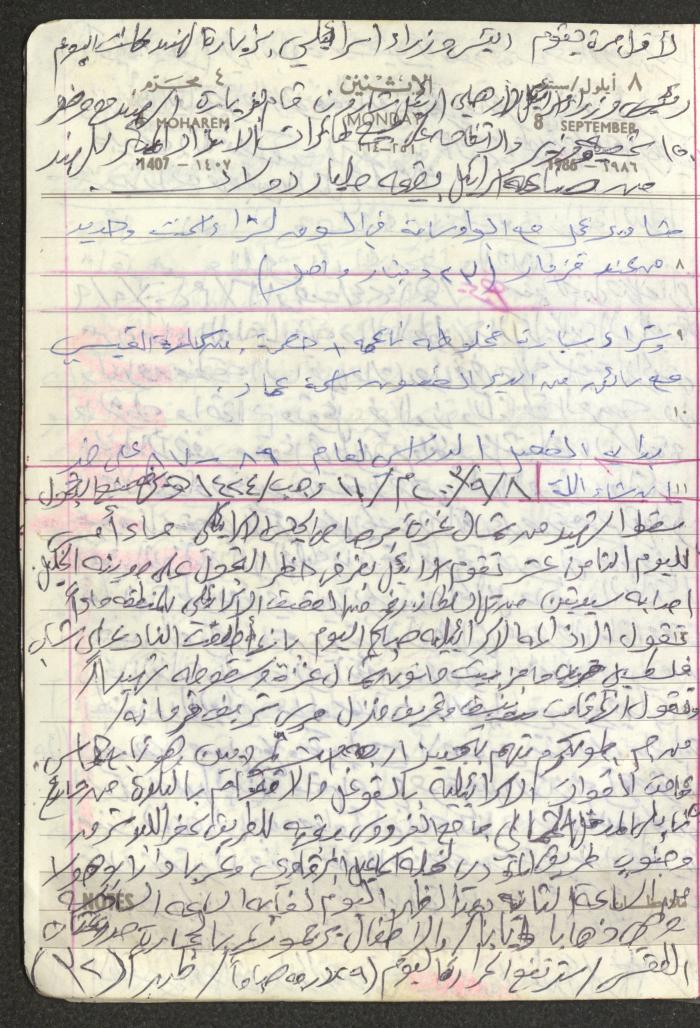 Mahmoud Khreisheh Diaries, Thinnaba- Tulkarm, 1986