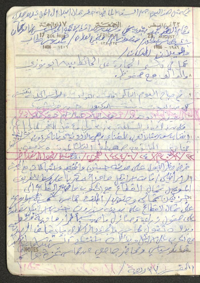 Mahmoud Khreisheh Diaries, Thinnaba- Tulkarm, 1986