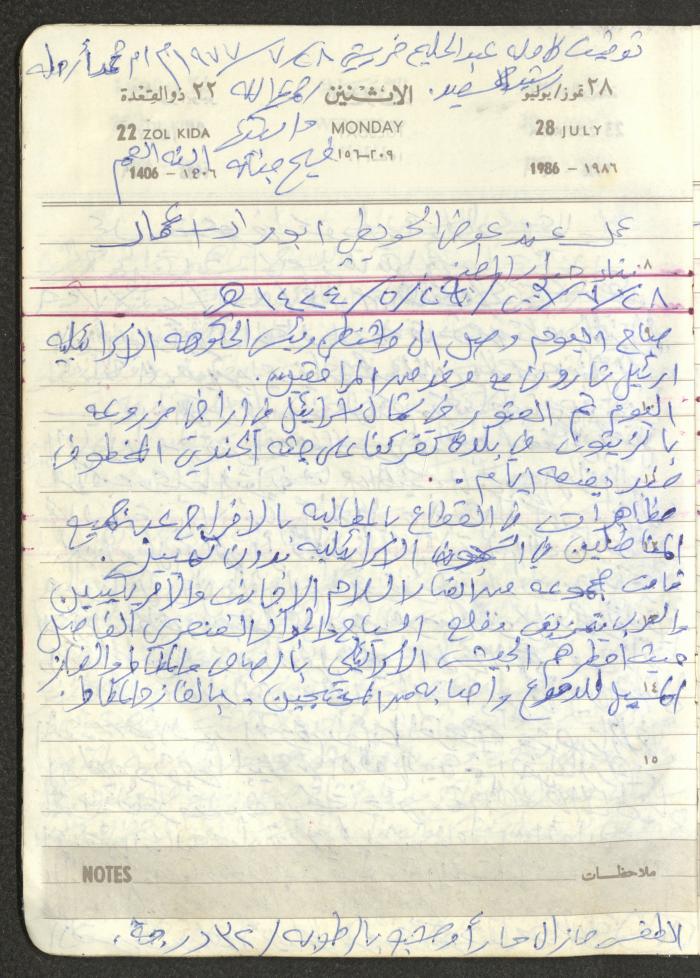 Mahmoud Khreisheh Diaries, Thinnaba- Tulkarm, 1986