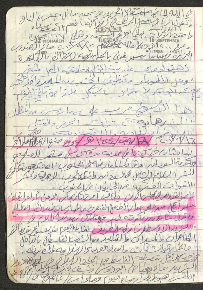 Mahmoud Khreisheh Diaries, Thinnaba- Tulkarm, 1986