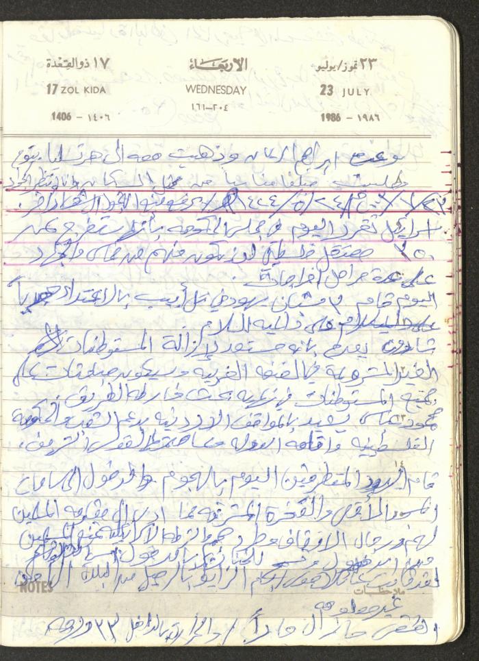 Mahmoud Khreisheh Diaries, Thinnaba- Tulkarm, 1986