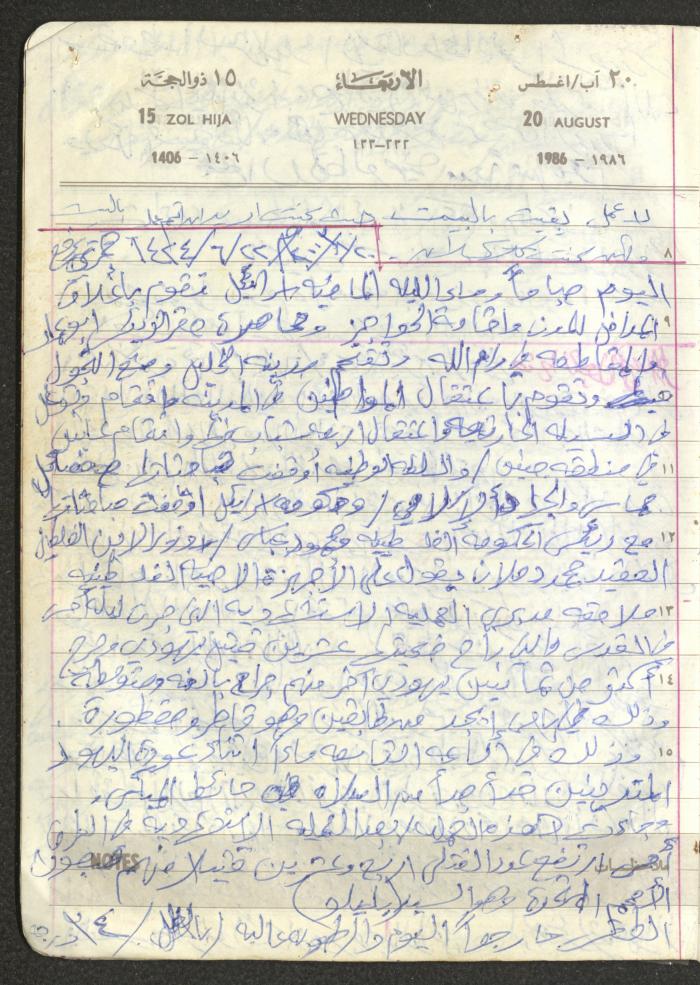 Mahmoud Khreisheh Diaries, Thinnaba- Tulkarm, 1986