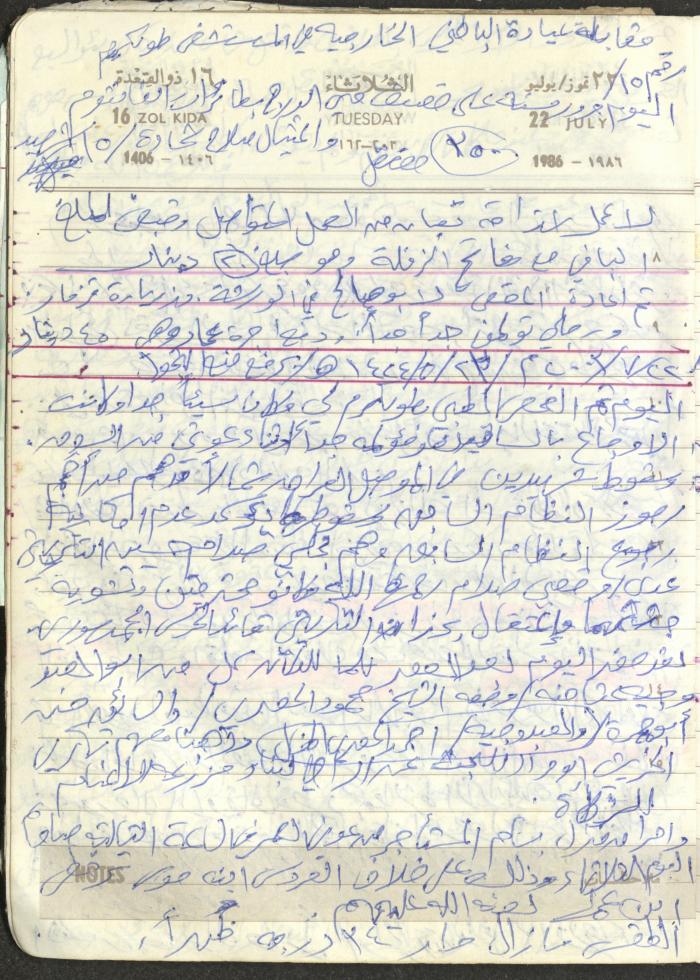 Mahmoud Khreisheh Diaries, Thinnaba- Tulkarm, 1986
