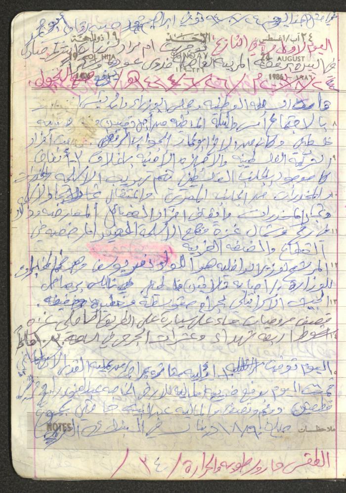 Mahmoud Khreisheh Diaries, Thinnaba- Tulkarm, 1986