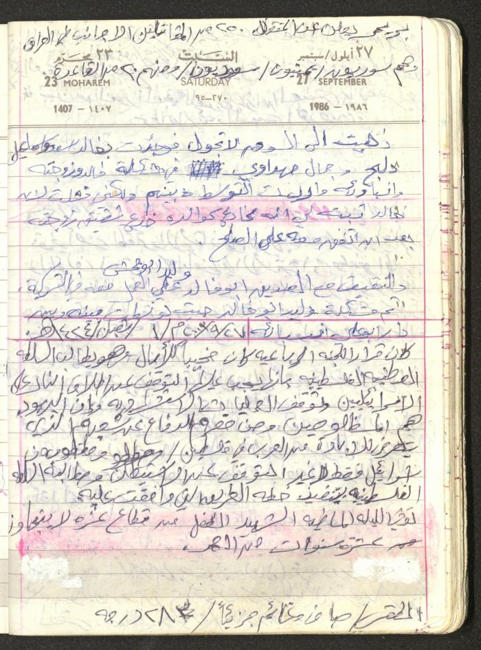 Mahmoud Khreisheh Diaries, Thinnaba- Tulkarm, 1986