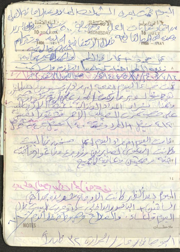 Mahmoud Khreisheh Diaries, Thinnaba- Tulkarm, 1986