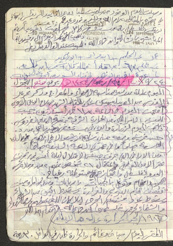 Mahmoud Khreisheh Diaries, Thinnaba- Tulkarm, 1986