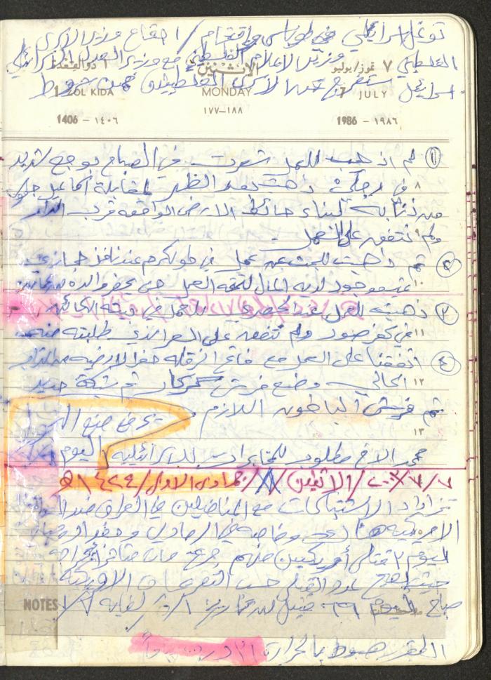 Mahmoud Khreisheh Diaries, Thinnaba- Tulkarm, 1986
