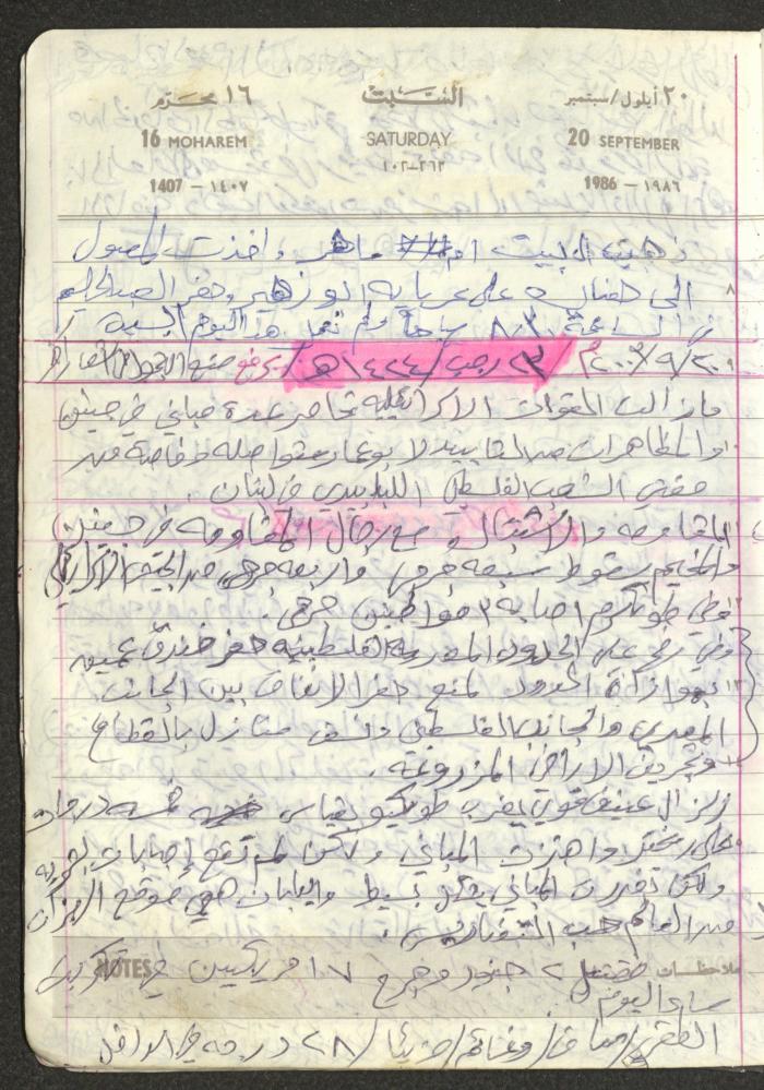 Mahmoud Khreisheh Diaries, Thinnaba- Tulkarm, 1986