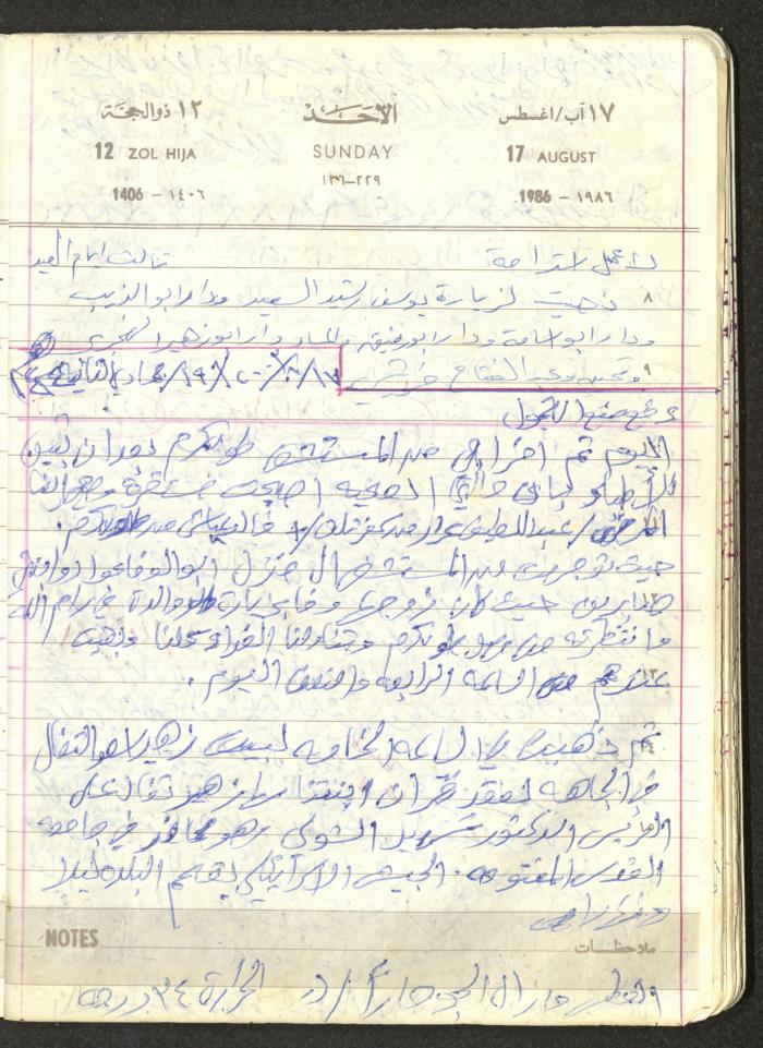 Mahmoud Khreisheh Diaries, Thinnaba- Tulkarm, 1986