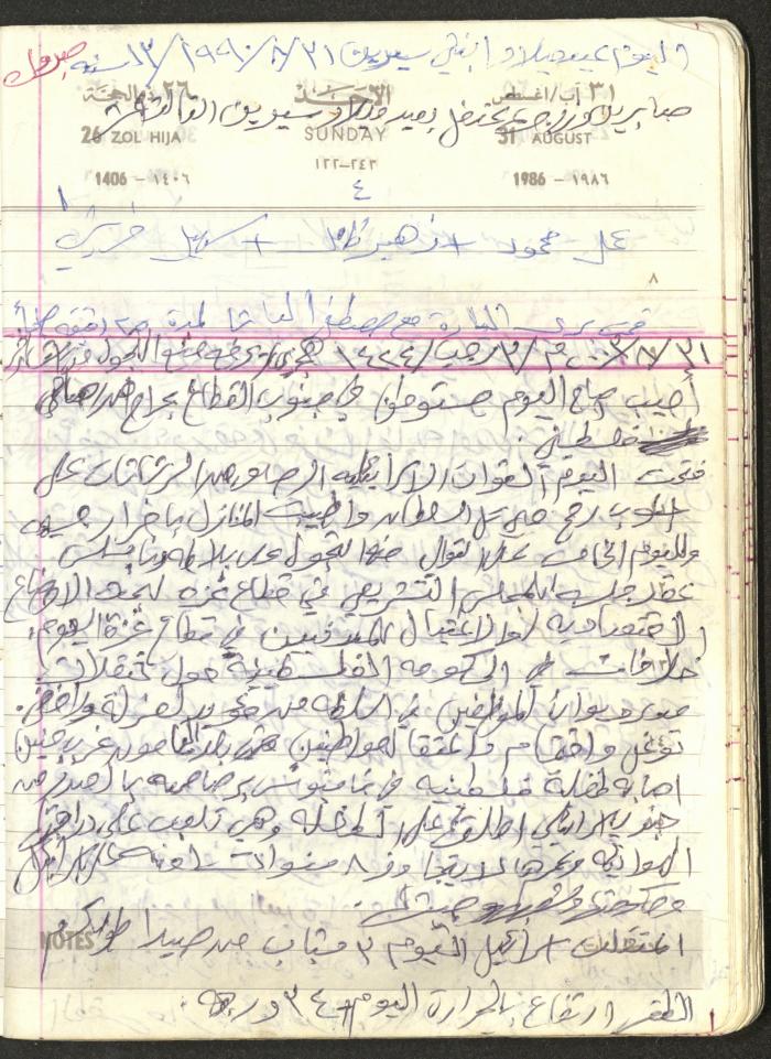 Mahmoud Khreisheh Diaries, Thinnaba- Tulkarm, 1986