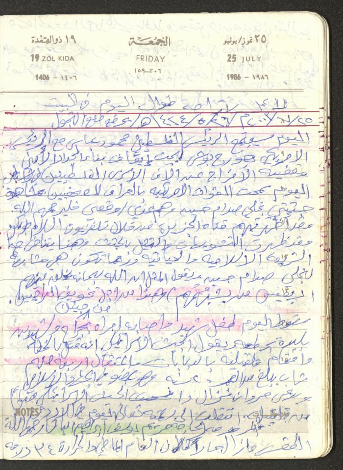 Mahmoud Khreisheh Diaries, Thinnaba- Tulkarm, 1986
