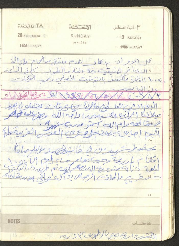 Mahmoud Khreisheh Diaries, Thinnaba- Tulkarm, 1986
