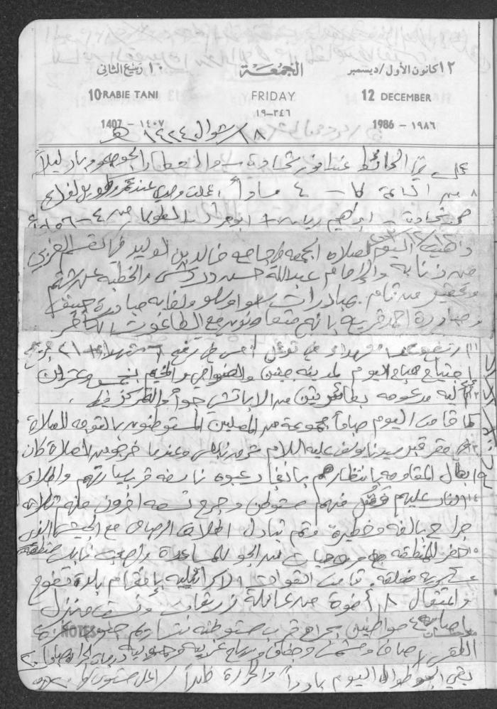 Mahmoud Khreisheh Diaries, Thinnaba- Tulkarm, 1986