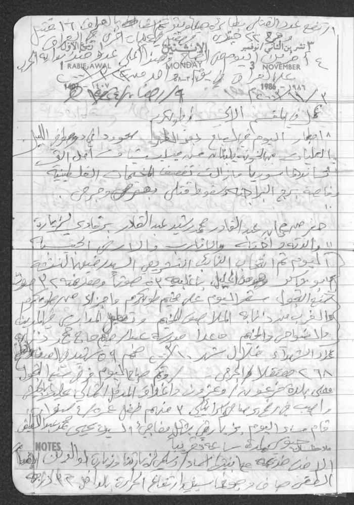 Mahmoud Khreisheh Diaries, Thinnaba- Tulkarm, 1986