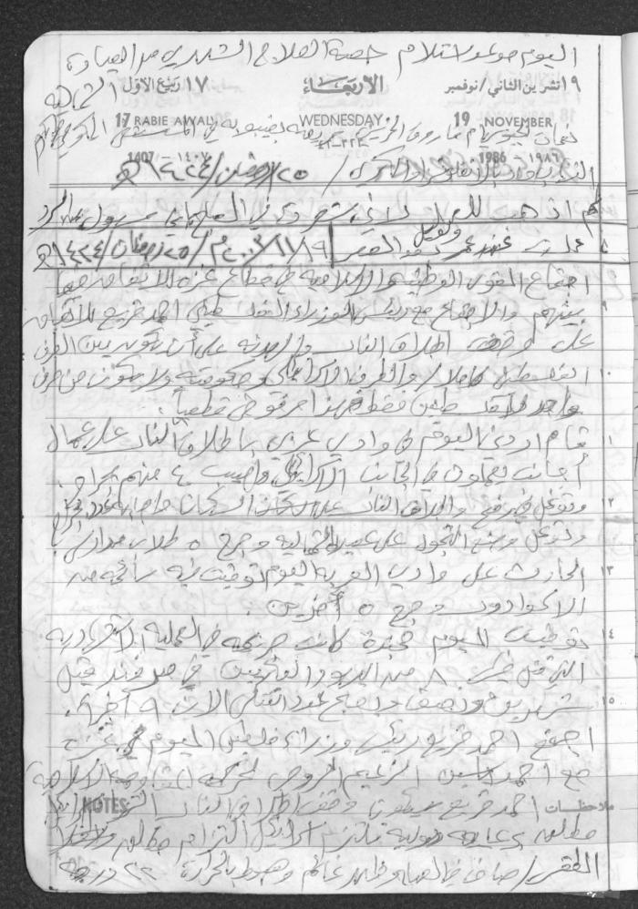 Mahmoud Khreisheh Diaries, Thinnaba- Tulkarm, 1986