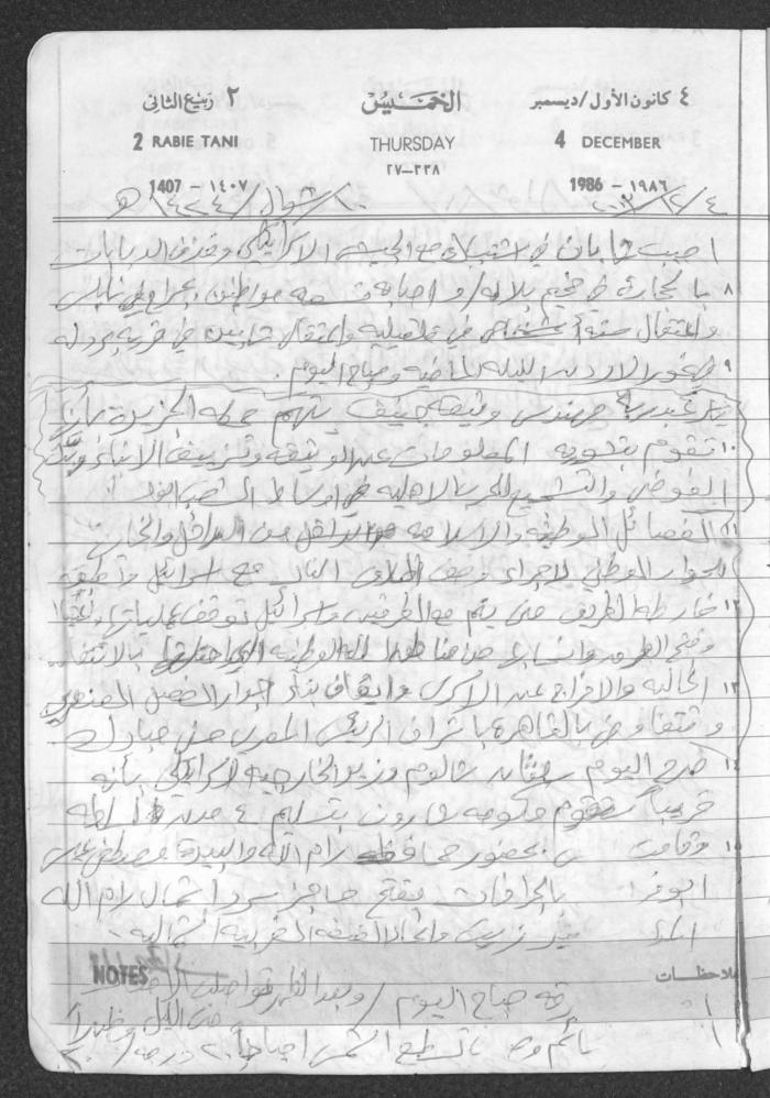 Mahmoud Khreisheh Diaries, Thinnaba- Tulkarm, 1986