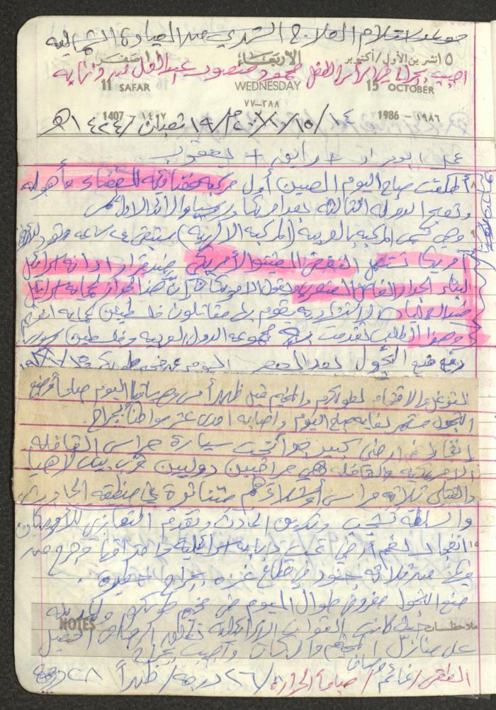 Mahmoud Khreisheh Diaries, Thinnaba- Tulkarm, 1986