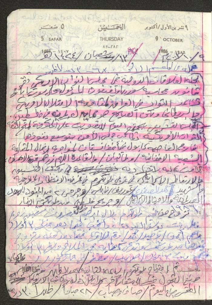 Mahmoud Khreisheh Diaries, Thinnaba- Tulkarm, 1986
