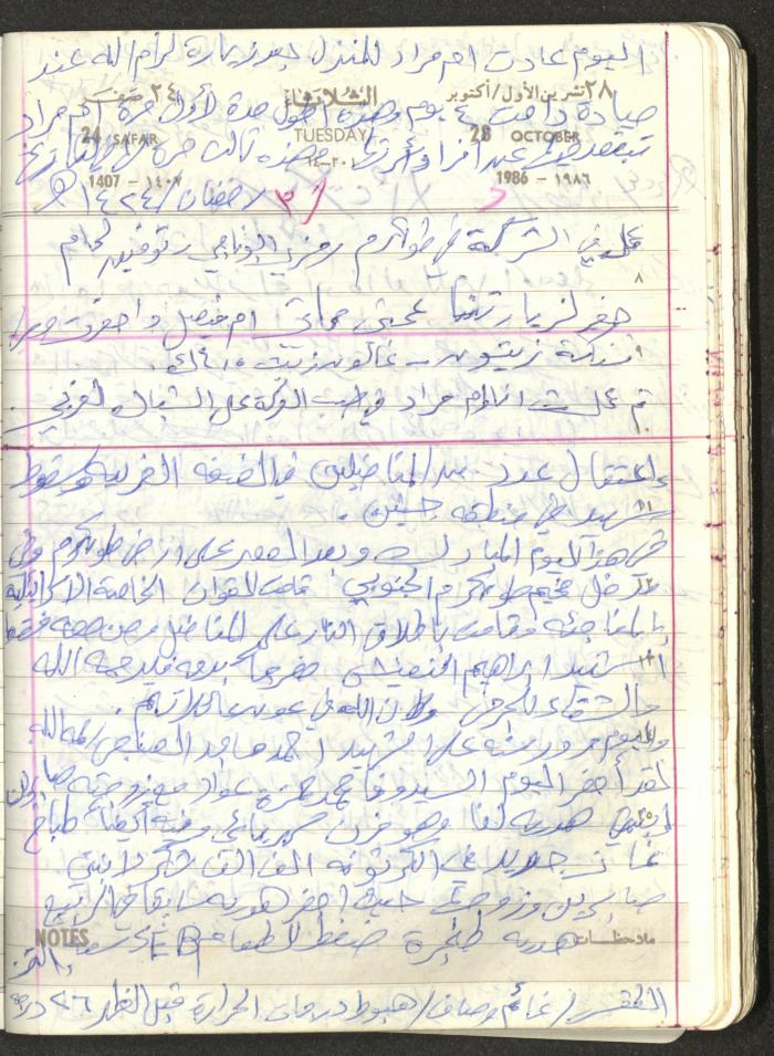 Mahmoud Khreisheh Diaries, Thinnaba- Tulkarm, 1986