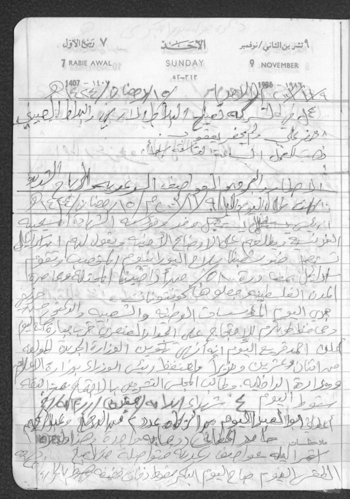 Mahmoud Khreisheh Diaries, Thinnaba- Tulkarm, 1986