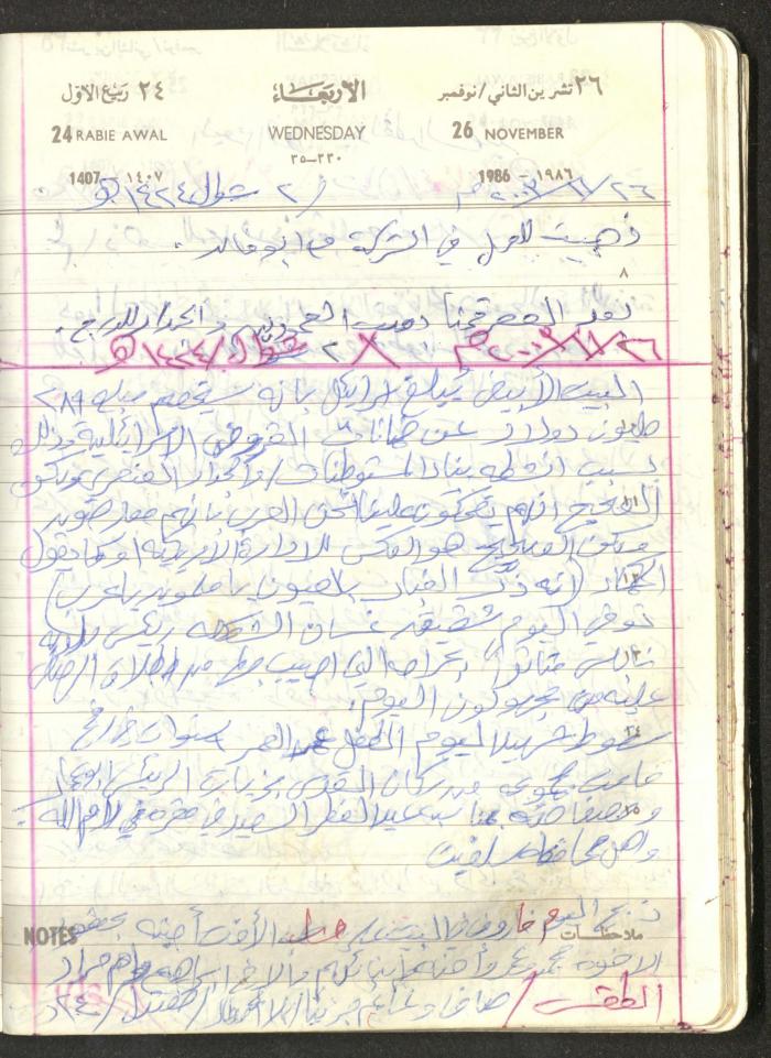 Mahmoud Khreisheh Diaries, Thinnaba- Tulkarm, 1986