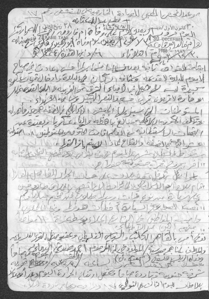Mahmoud Khreisheh Diaries, Thinnaba- Tulkarm, 1986