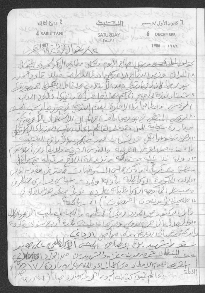 Mahmoud Khreisheh Diaries, Thinnaba- Tulkarm, 1986