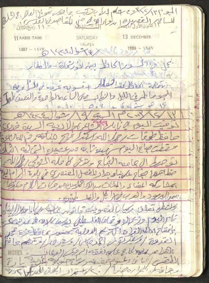 Mahmoud Khreisheh Diaries, Thinnaba- Tulkarm, 1986