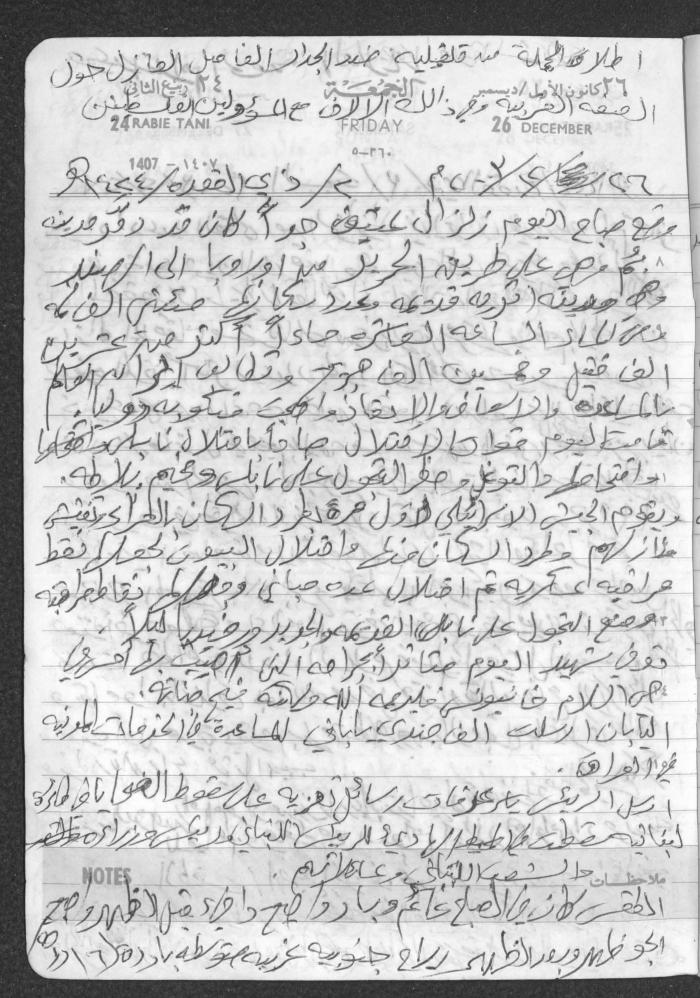 Mahmoud Khreisheh Diaries, Thinnaba- Tulkarm, 1986