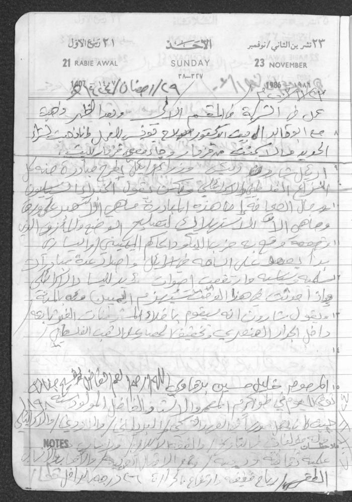 Mahmoud Khreisheh Diaries, Thinnaba- Tulkarm, 1986
