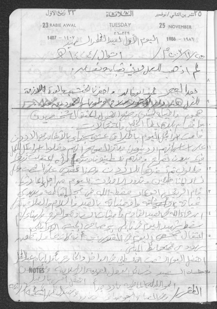 Mahmoud Khreisheh Diaries, Thinnaba- Tulkarm, 1986