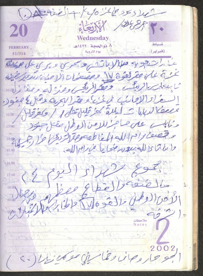 يوميات محمود خريشة، ذنابة- طولكرم، 2002 
