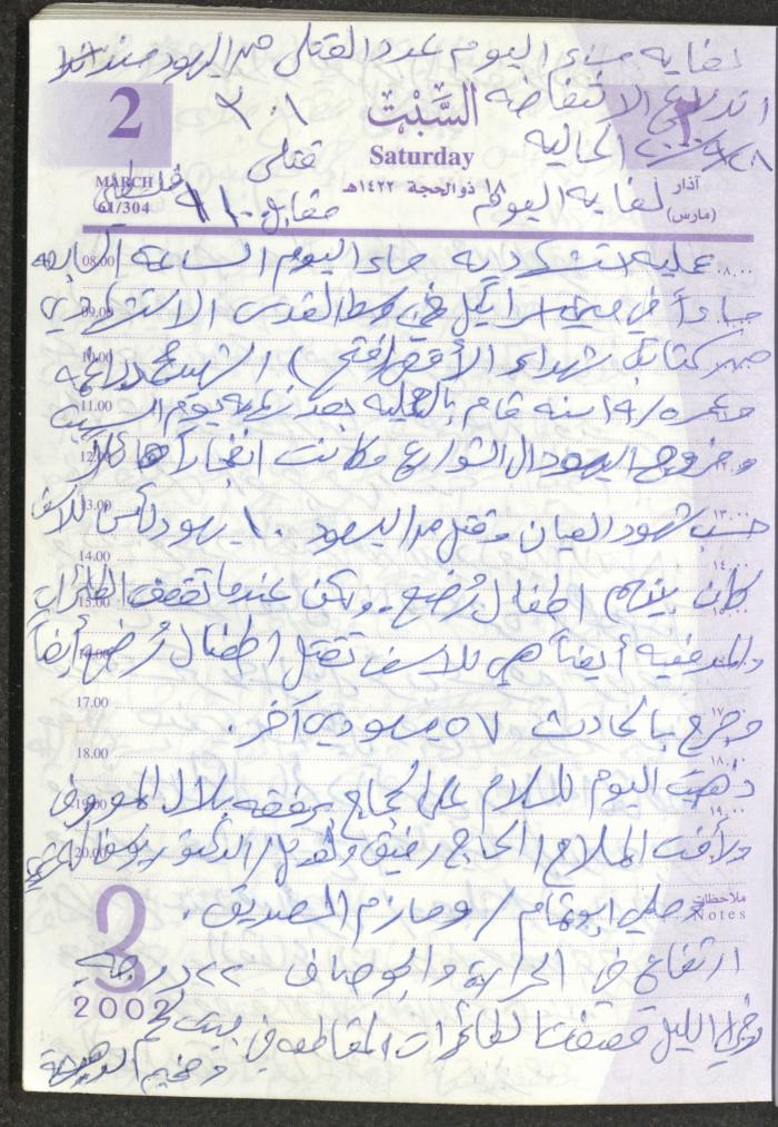 يوميات محمود خريشة، ذنابة- طولكرم، 2002 