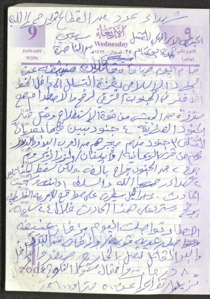 يوميات محمود خريشة، ذنابة- طولكرم، 2002 