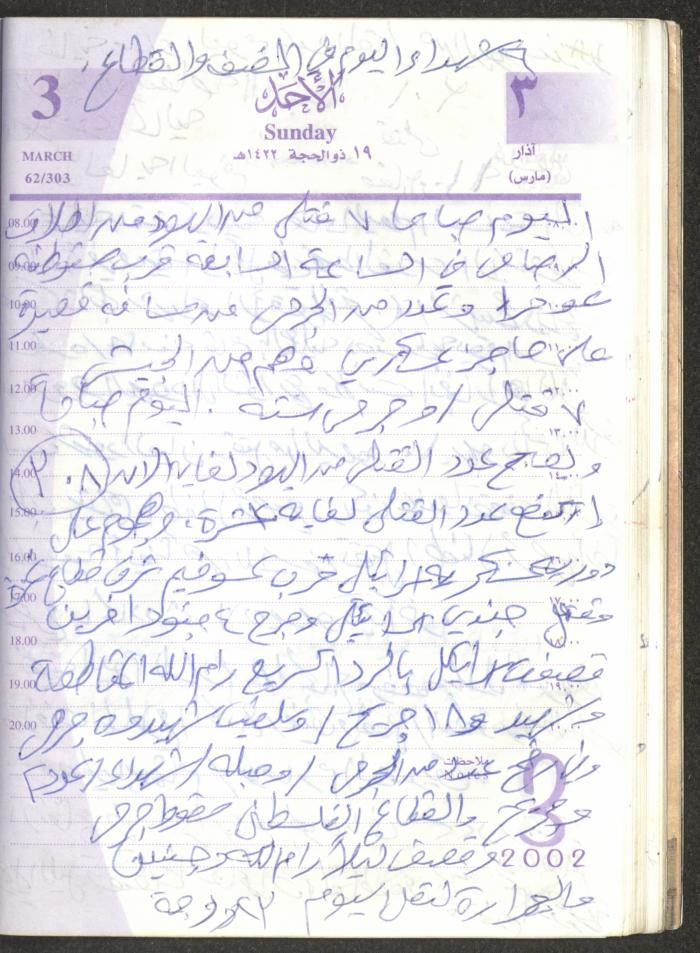 يوميات محمود خريشة، ذنابة- طولكرم، 2002 