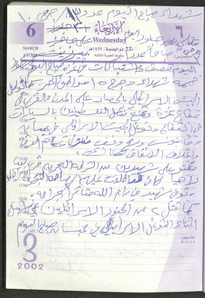 يوميات محمود خريشة، ذنابة- طولكرم، 2002 