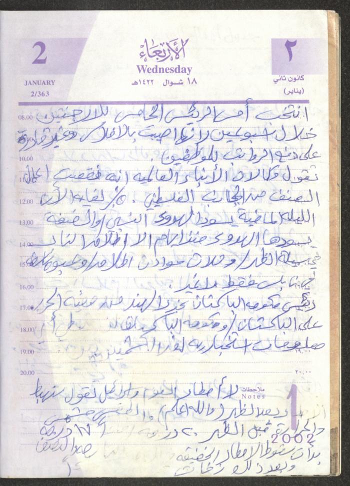 يوميات محمود خريشة، ذنابة- طولكرم، 2002 